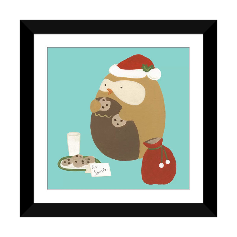 « happy owlidays ix », reproduction d’impression sur toile tendue, H 24 po x l 24 po x P 1 po, Papier d'art encadré noir