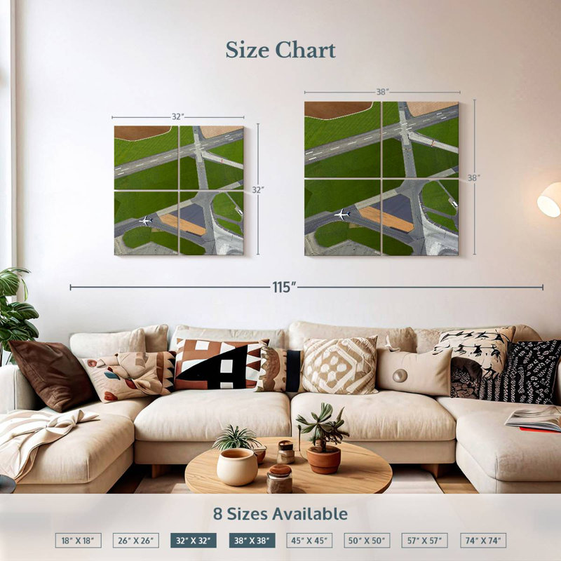 Mehar Airport Runways, 32" H x 32" W