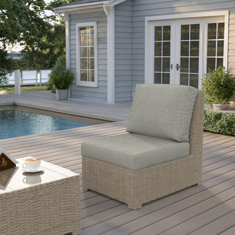 Henri Armless Middle Chair, Canvas Granite