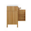 Petit meuble-lavabo de 20 po avec lavabo, lavabo autoportant doux avec porte à fermeture, tiroir inclinable et tablette réglable, poignées en bois