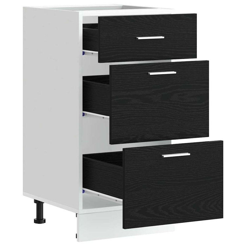 Vidaxl Kitchen Base Cabinet Riga Black Oak 60 X 46 X 81.5 Cm, 81.5cm H x 40cm W x 46cm D