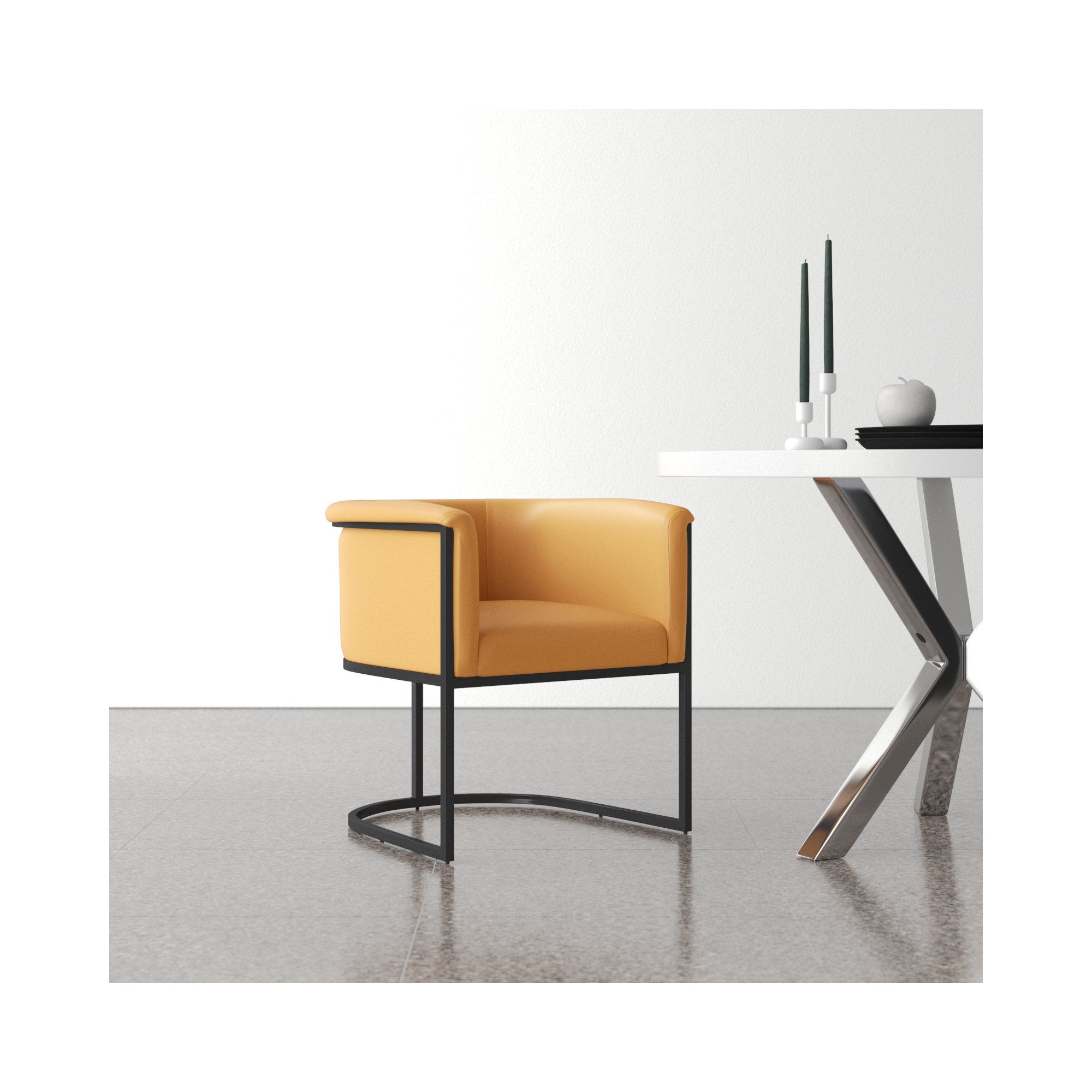 Virgil Faux Leather Upholstered Arm Chair, Saddle