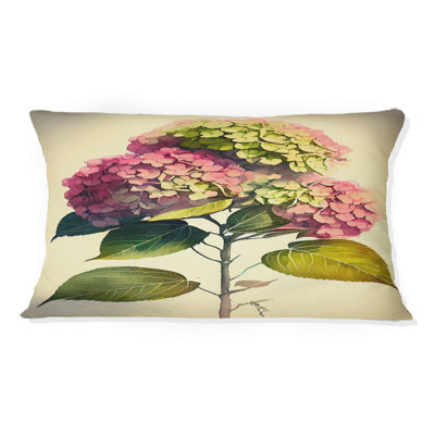 Pink Hydrangea II - Floral Printed Throw Pillow