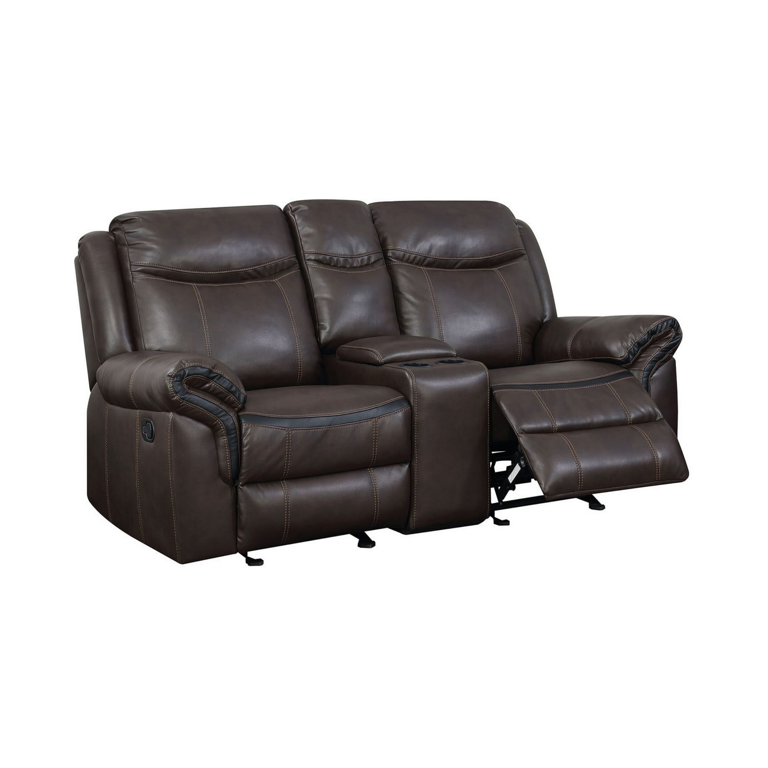 Man Wah Leather Power Reclining Console Loveseat 9597 9597, 60% Off