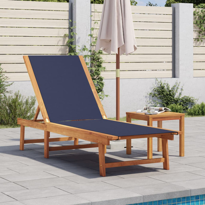 Rosemarie 200cm Long Acacia Single Chaise, Navy