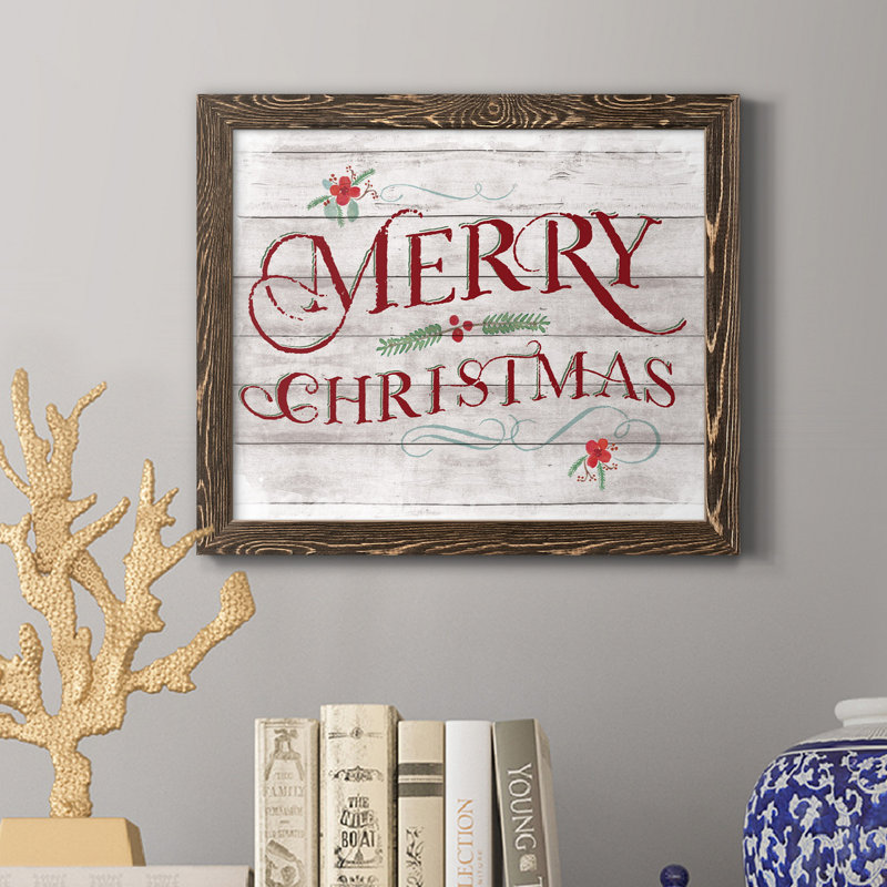 «Merry Christmas», reproduction d'art textuel sur toile, H 20 po x l 17 po x P 1,5 po, Noyer