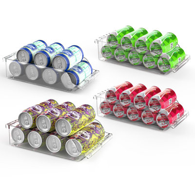 4 pièces organisateurs de canettes de boissons gazeuses pour réfrigérateur avec porte-gobelet extensible et réglable pour réfrigérateur