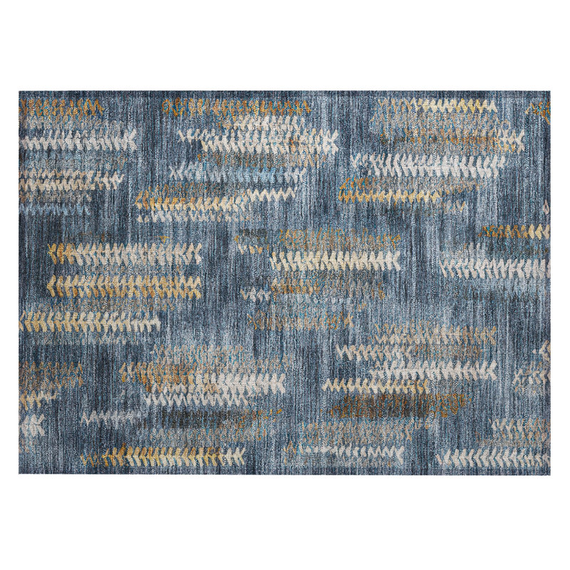 Machine Washable Indoor/Outdoor Chantille ACN2892 Striped Rug, Navy, 2'6" x 3'10"