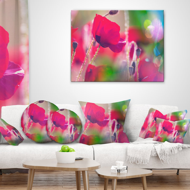 Coussin de fleurs à fermeture florale, 16 po x 1 po, Coussin décoratif
