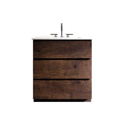 Meuble-lavabo en noyer avec lavabo. Fonction silencieuse, vaste espace de rangement intérieur. Meuble-lavabo autoportant. Bassin blanc. 30 po en noyer pré-assemblé. Rangement abondant, performance. Poignée ergonomique - concept. Évier