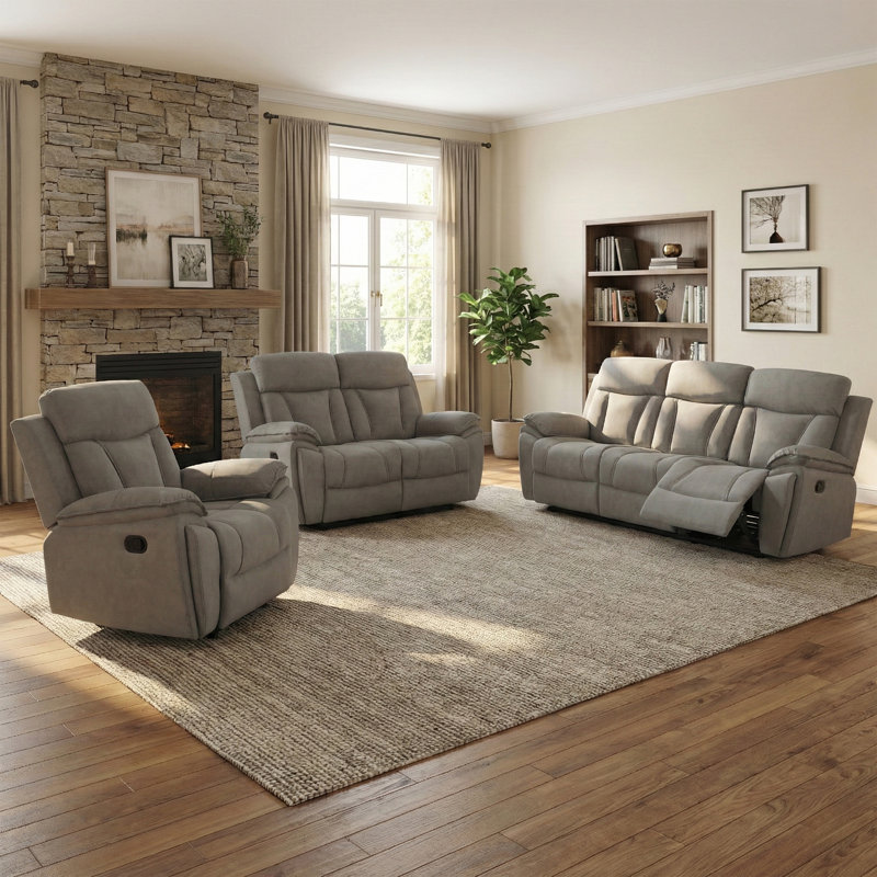 Tairi 3 Seater Reclining Sofa, Grey