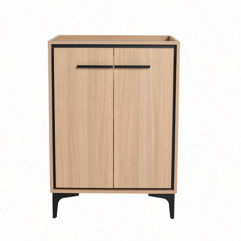 Meuble-lavabo 24 po sans lavabo supérieur, armoire de rangement pour salle de bain avec 2 portes à fermeture douce, meuble-lavabo simple