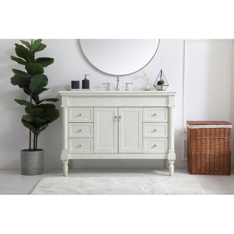 Ensemble de meuble-lavabo simple 48 po Lexington, Blanc antique, Blanc ivoire