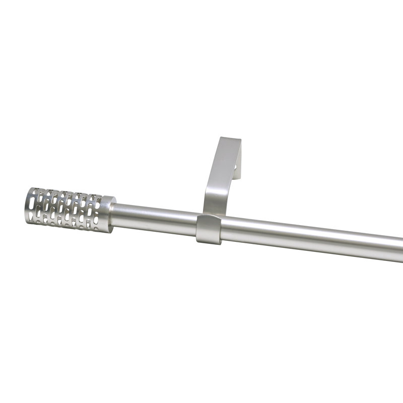 Alwie Curtain Pole Set, 143cm H x 5cm W x 5cm D, Brush Nickel