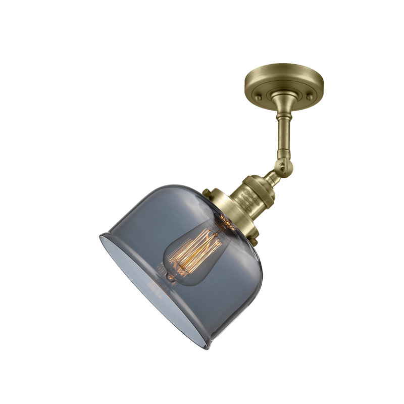 Applique murale 1 lumière 8 po Bell, Ampoule à DEL rétro de 6 watts, Plaqué couleur fumée, Laiton antique