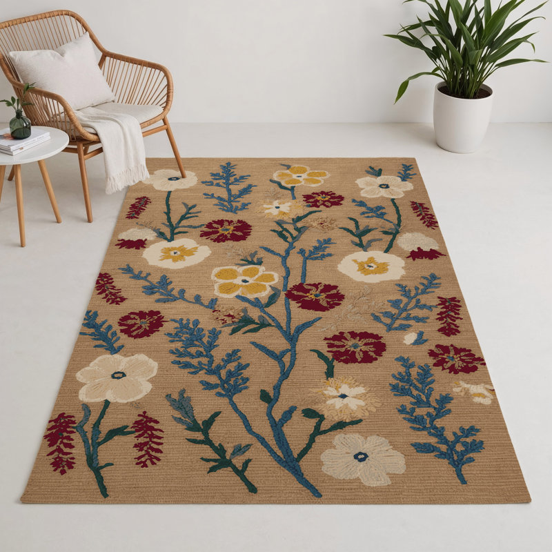 Tapis d'intérieur et d'extérieur brun Botanical, Rectangulaire 3 pi x 5 pi