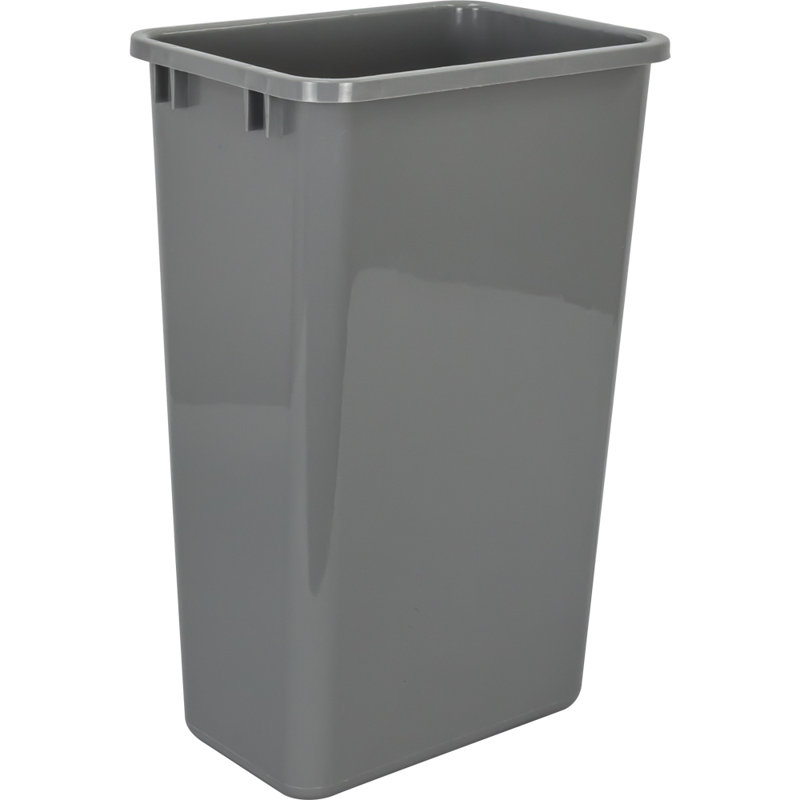 Plastic Open Kitchen Trash Can, 8.75, 18.03" H x 9.03" W x 14.5" D, Gray