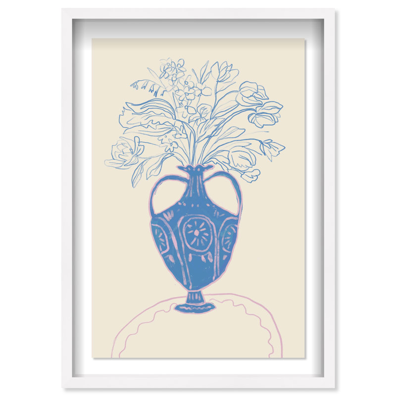 Blue Flower Studio Print by Oliver Gal, 25.5" H x 17.5" W, White Shadowbox