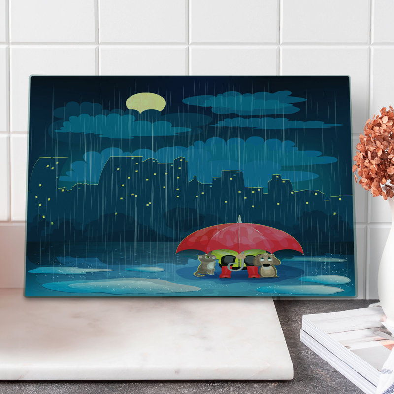 Planche à découper Ambesonne, animal de grande taille, sous la pluie, corail bleu