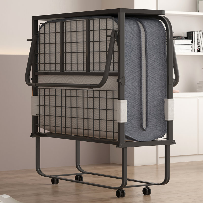 38" Rollaway Folding Bed with 4" Memory Foam Mattress & Wheels