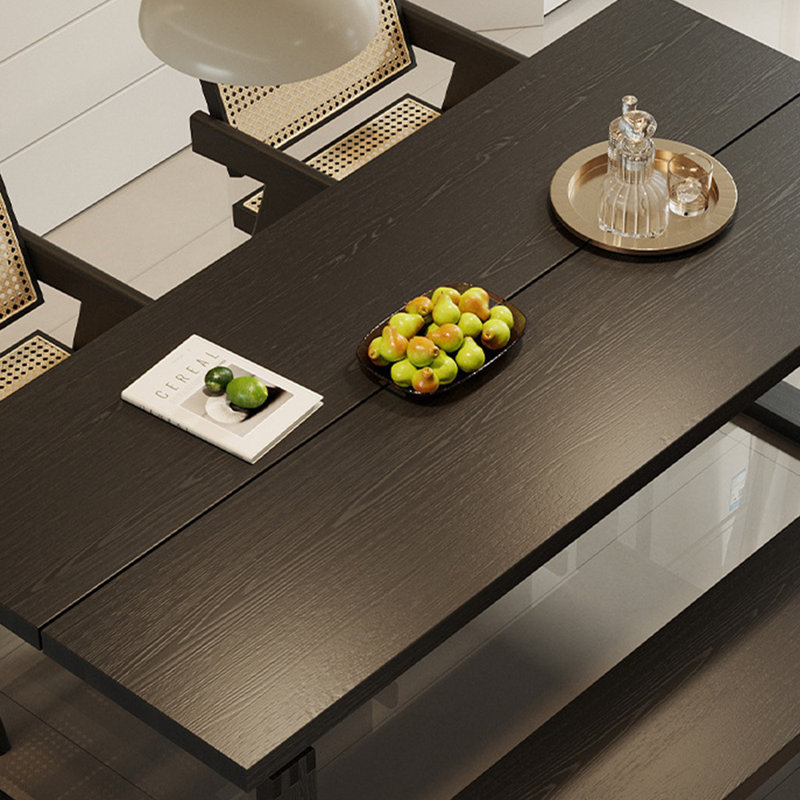 Ensemble de table à manger moderne simple en bois massif noir