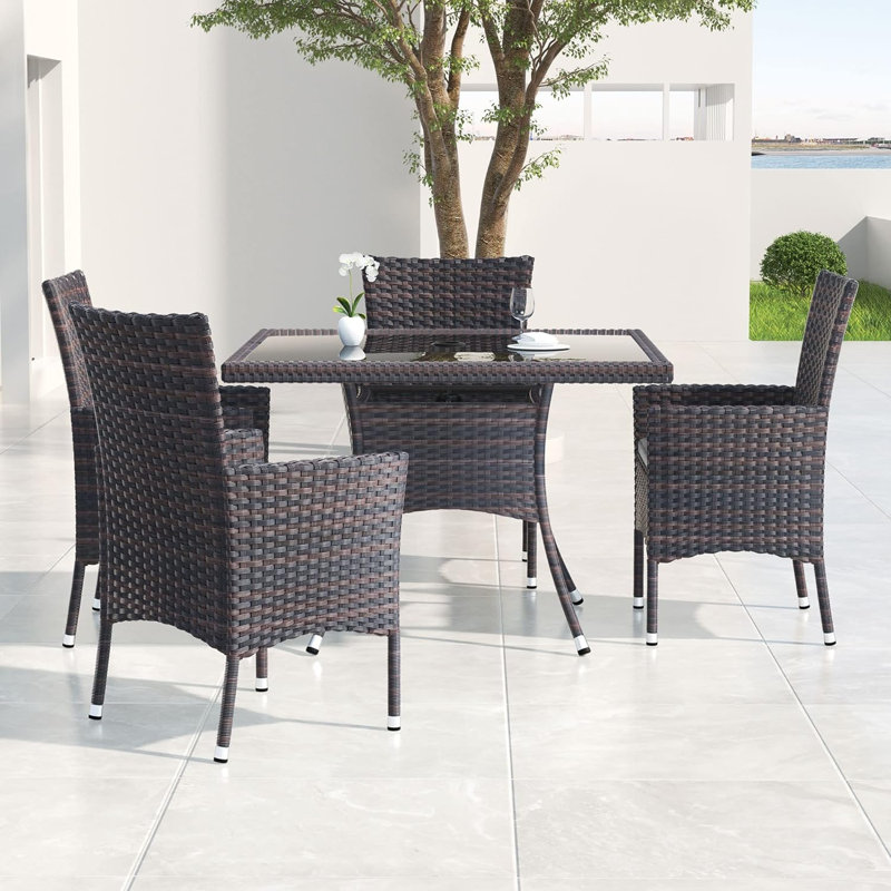 Eddiel 4 - Person Patio Dining Set with Rectangular Table