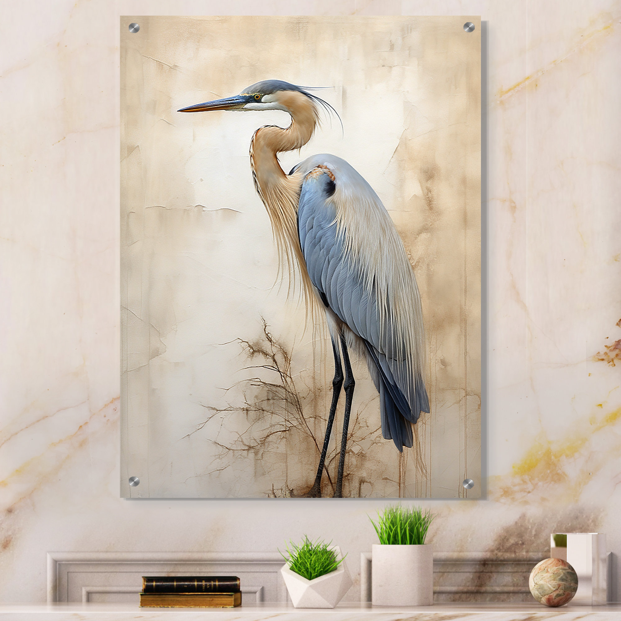 Winston Porter Majestic Heron Horizon II - Heron Acrylic Wall Art Glass ...