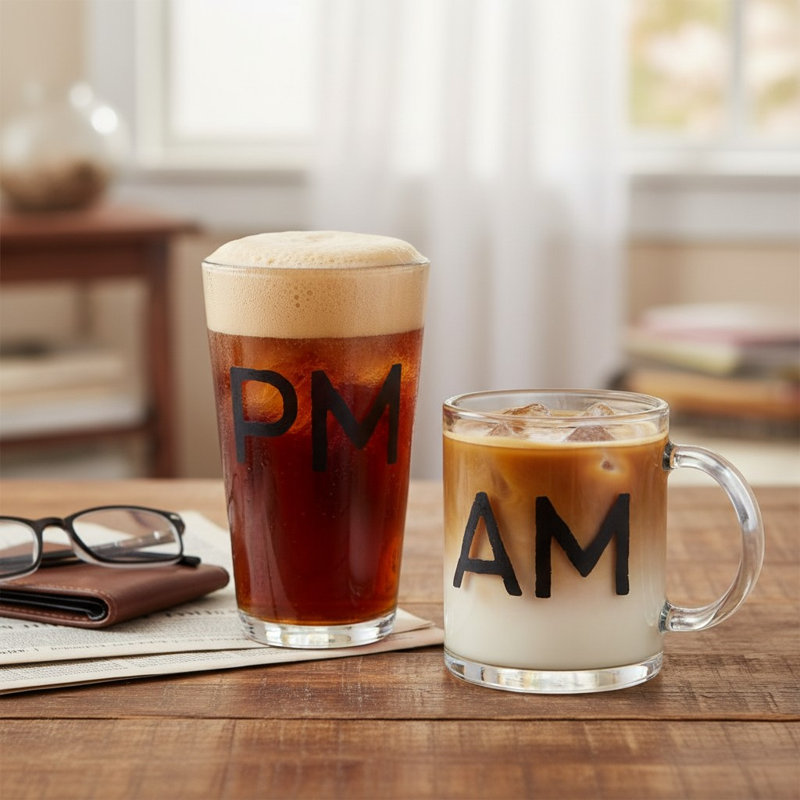 Ensemble-cadeau en verre 10 pièces, tasse à café et pinte, 10 heures