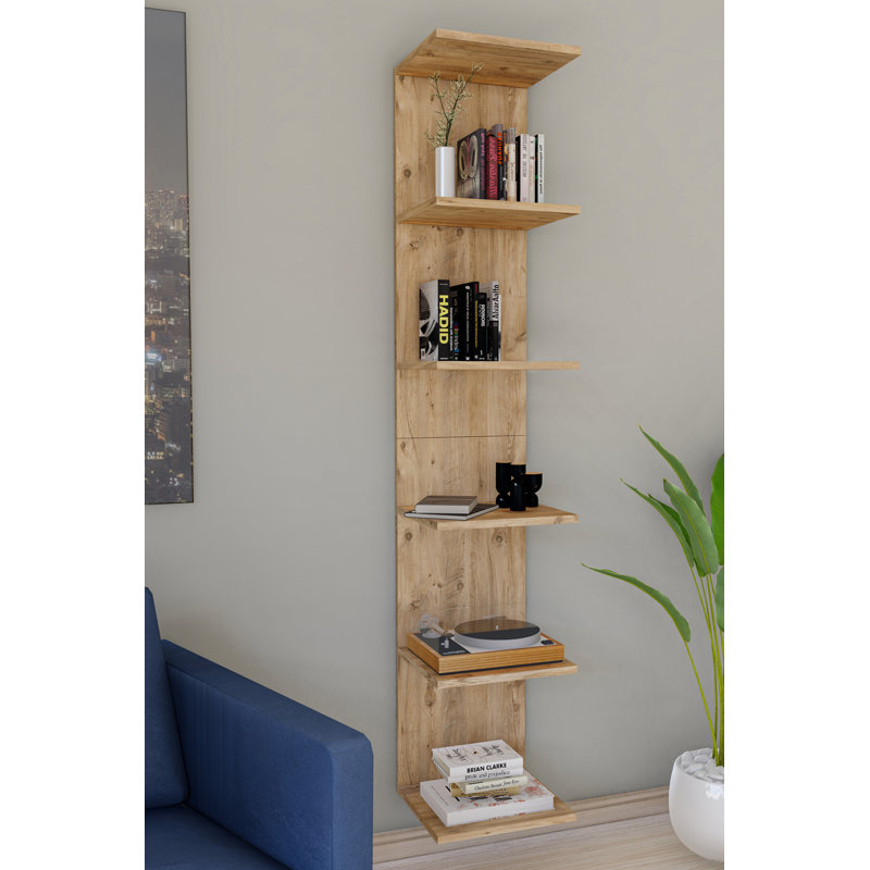 Alyisha 180cm H x 35cm W Standard Bookcase, Brown