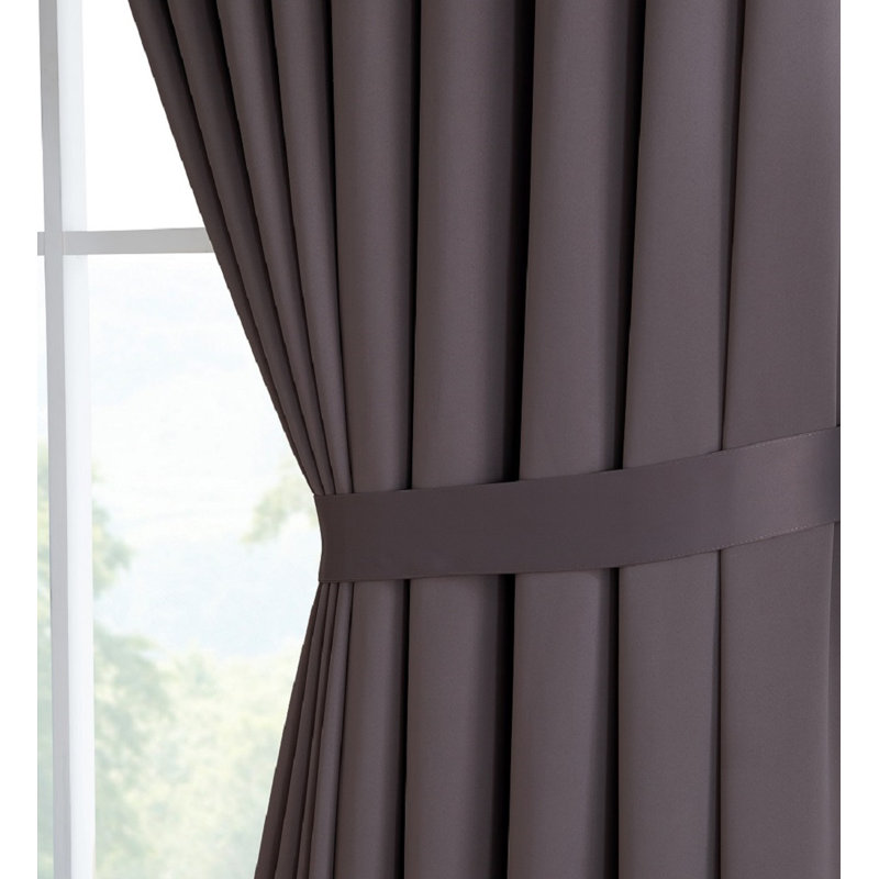Nicole Pair of 2 Extra Large Charcoal Room Divider Curtains for Large Windows or Breaking Up Rooms, Charcoal, 108" W x 108" L