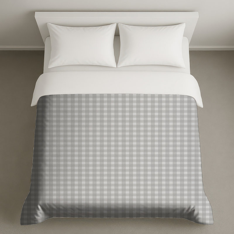 Gray Gingham Checkered Duvet Covers, Queen