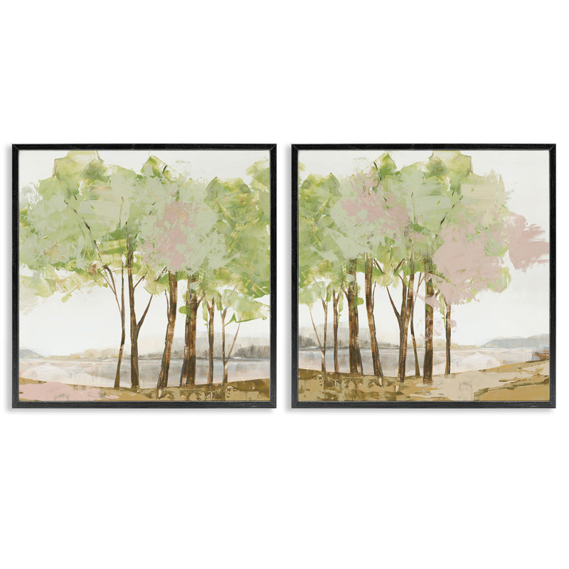 Ensemble de 2 giclées encadrées Idyllic Spring Awakening, design par Ian C., Giclée encadrée noir minuit, H 12 po x l 12 po
