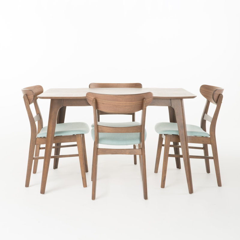Armgart 4-Person Dining Set, Natural Walnut, Mint