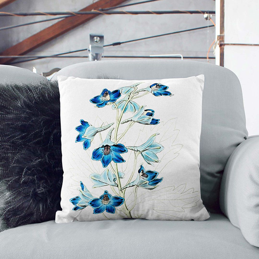 Blue Larkspur Flowers Cushion with Filling