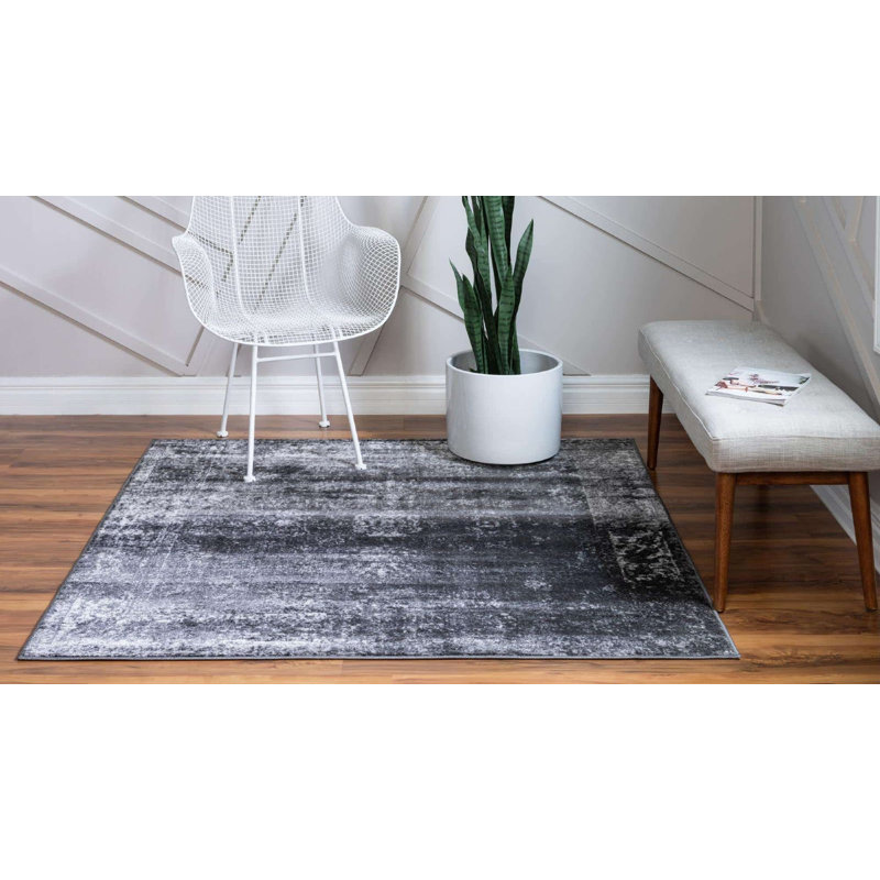 Mangine Ikat Indoor Rug, Square 5'