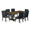 Ensemble de salle à manger 6 pièces comprenant une table de cuisine rectangulaire à pieds en V et 4 chaises Parson en lin bleu clair avec banc, 101,6 x 182,9 cm (40 x 72 pouces).-1740370305-1740370310