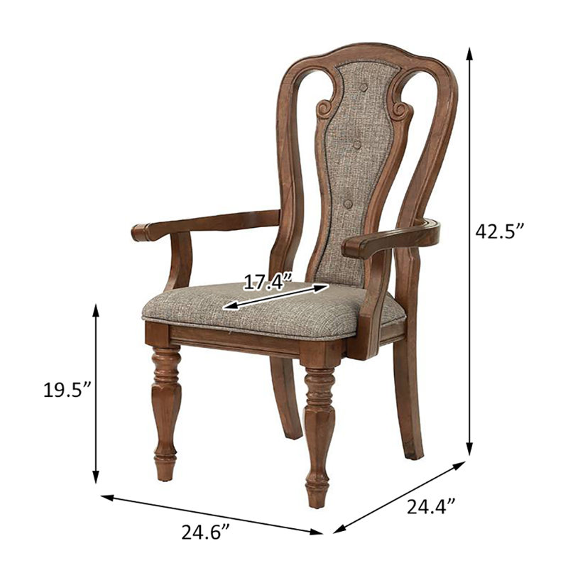 Chaise à accoudoir, Brun, Bois de chêne