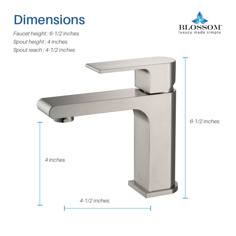 Robinet de lavabo de salle de bain à un trou en nickel brossé Blossom - Robinet de meuble-lavabo en laiton massif avec aérateur économiseur d'eau