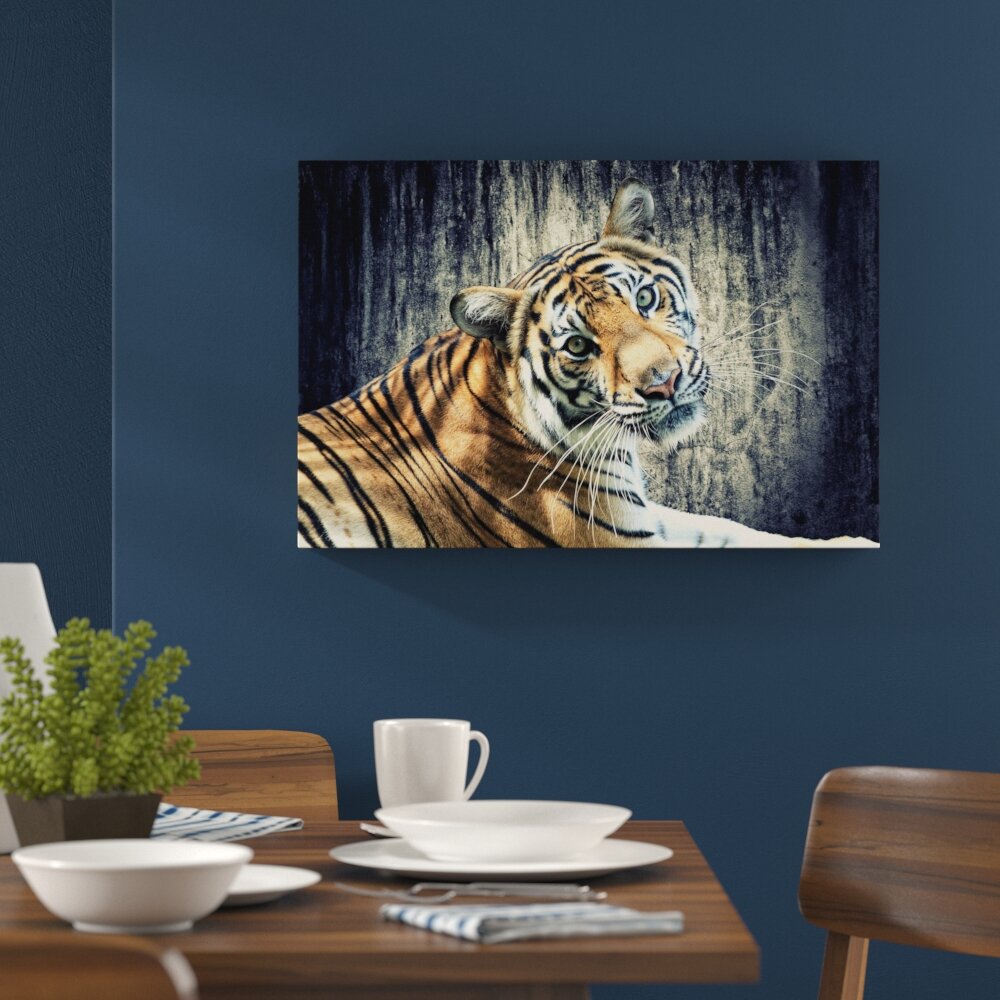 Leinwandbild ,,Neugieriger Tiger", Grafikdruck