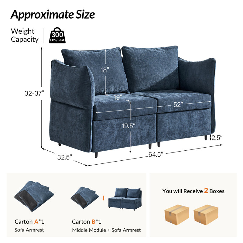 Woodring 2-Piece Upholstered Sectional, Navy