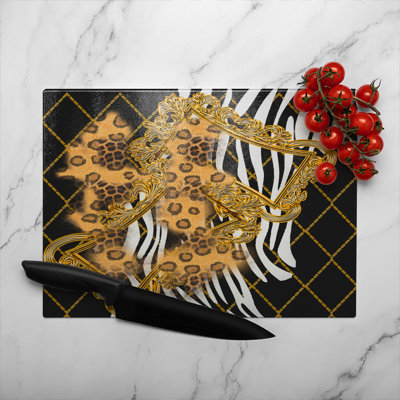 Zebra & Baroque Glass Chopping Board