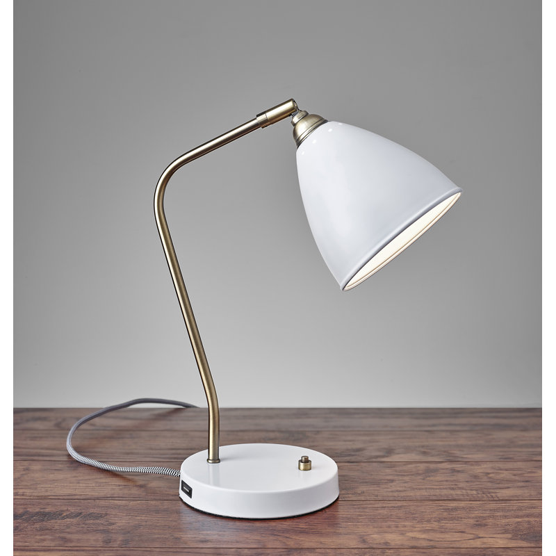 Agatho Adjustable Metal USB Desk Lamp, White