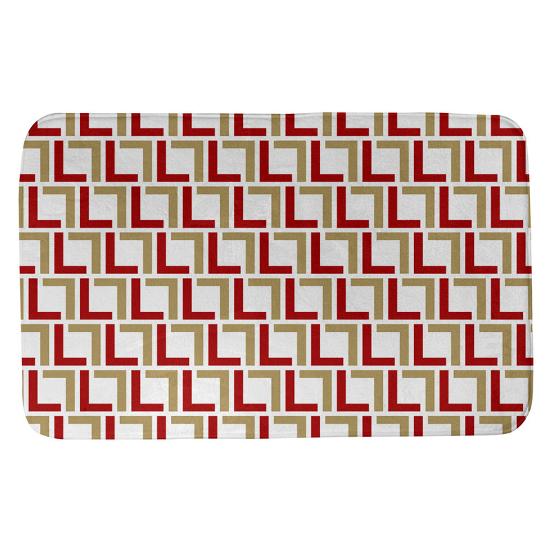Tapis pour salle de bain Baltimore, l 17 po x L 24 po, White/Red/Gold