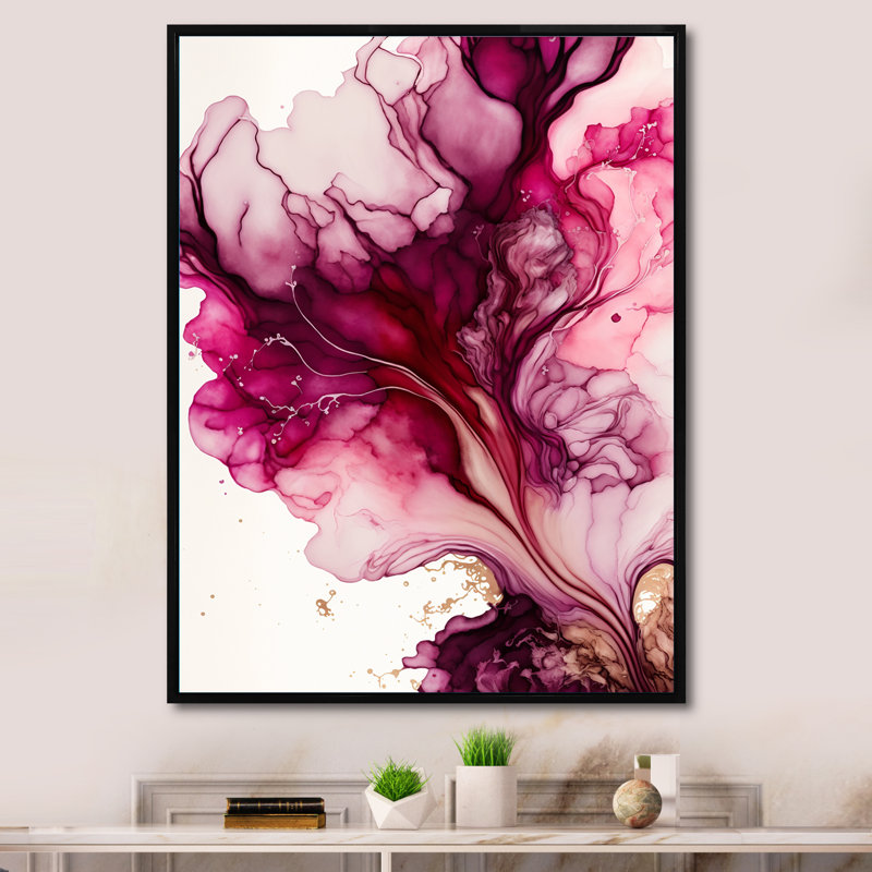 «Eruption Of Rasberry Blush Joy III», reproduction sur toile, Toile avec cadre flottant or, 32" H x 16" W
