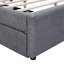 Lit plateforme tapissier avec lit gigogne simple TG et texture confortable, molleton gris pour grand lit-545020817-545020819