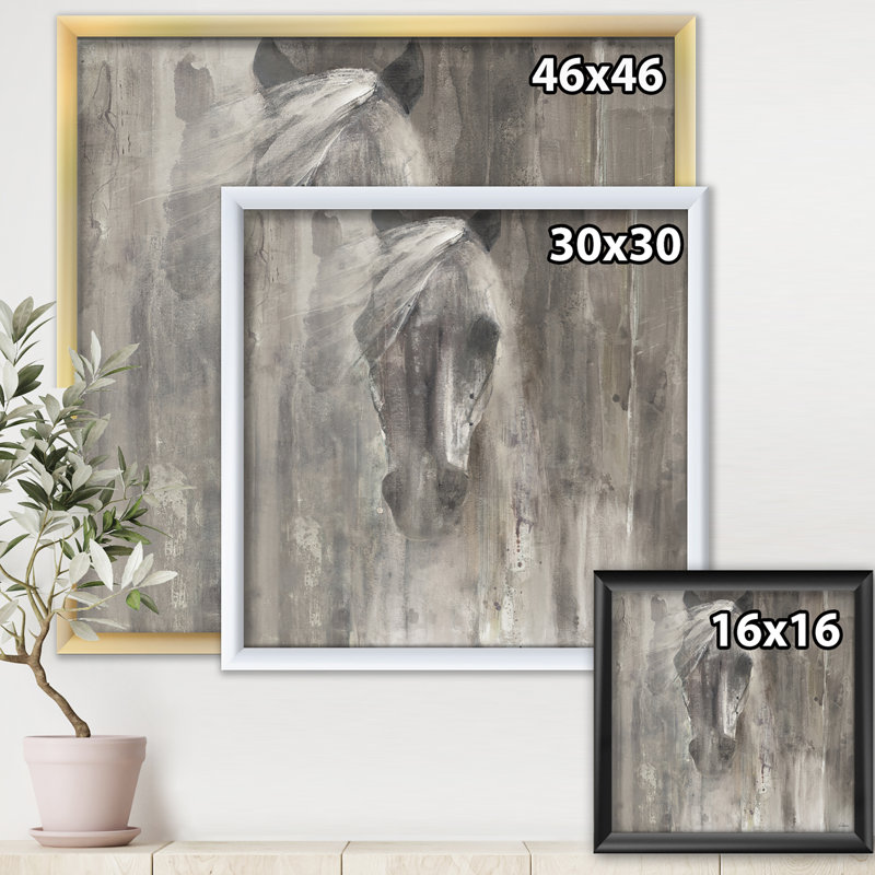 Cheval, reproduction d'art sur toile, cheval de ferme, H 30 po x l 30 po x P 1 po, Blanc