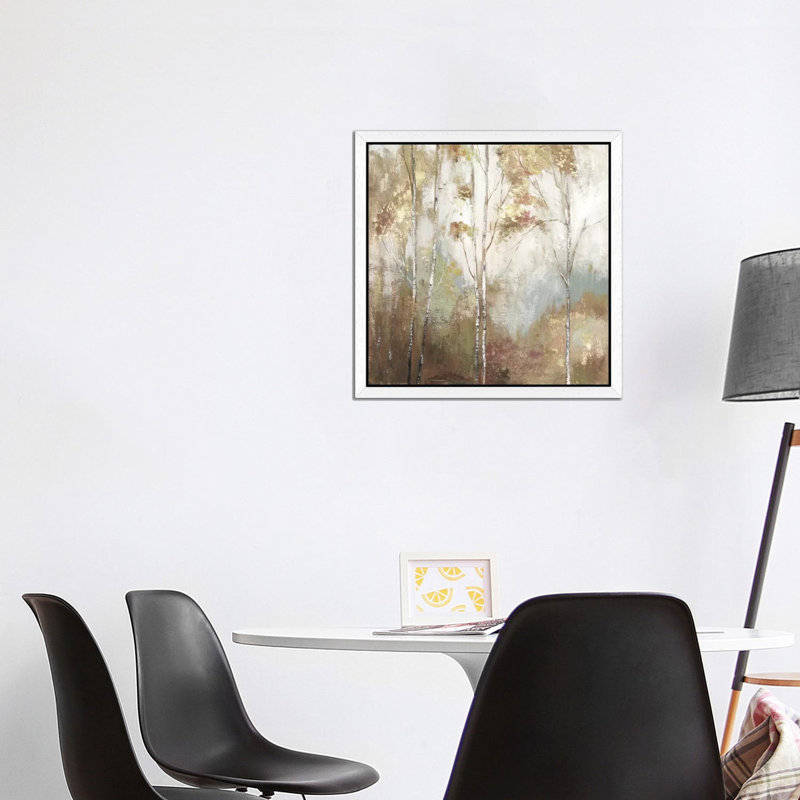 Fine Birch II by Allison Pearce - Painting on Canvas, 45.72 cm H x 45.72 cm W, White Framed