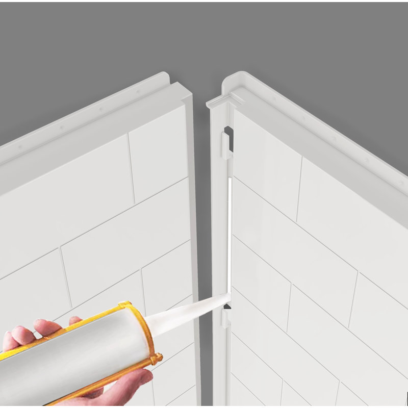 White Composite 60" x 32" 4-Piece Alcove Shower Kit