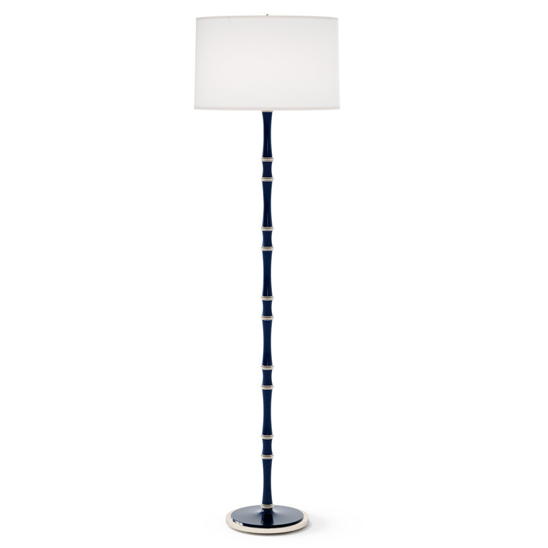 Kane Traditional Floor Lamp, Midnight Blue Glazed, Ascot White