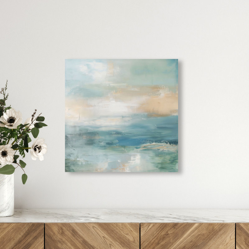 Turquoise Echoes II Canvas Abstract Print by Oliver Gal, Black Frame, 12 x 12, 16"H x 16"W, Canvas Unframed